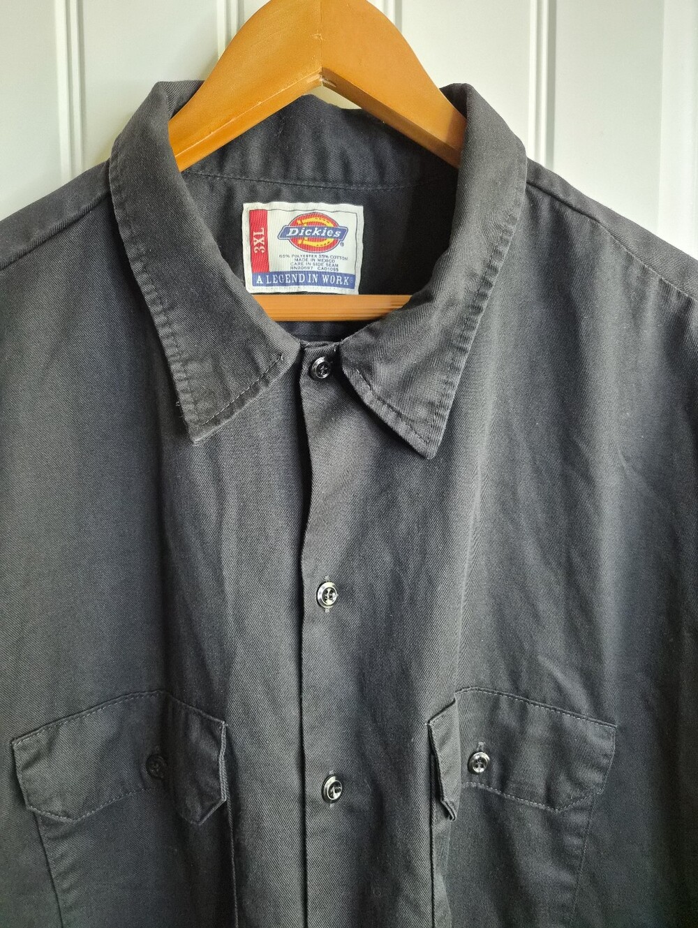 3XL Black Dickies Button Down Work Shirt Casual Cholo Grunge Rockabilly Biker